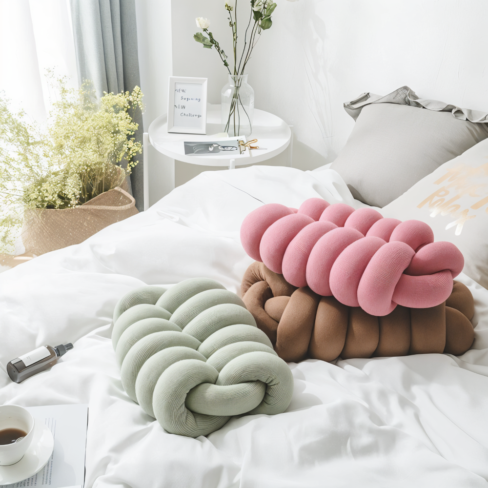 VividKnot  - Baumwolle Gestrickt Deko Kissen für Sofa & Stuhl Bliss