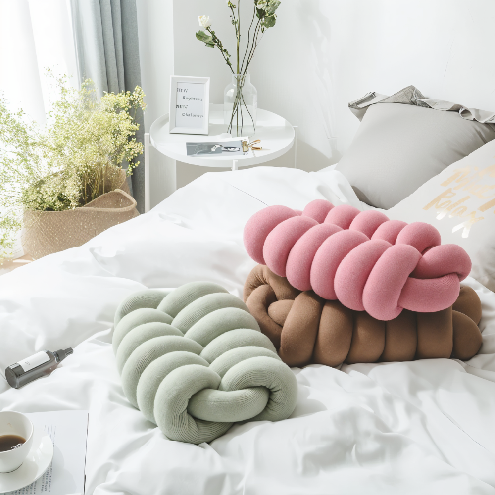 VividKnot  - Baumwolle Gestrickt Deko Kissen für Sofa & Stuhl Bliss