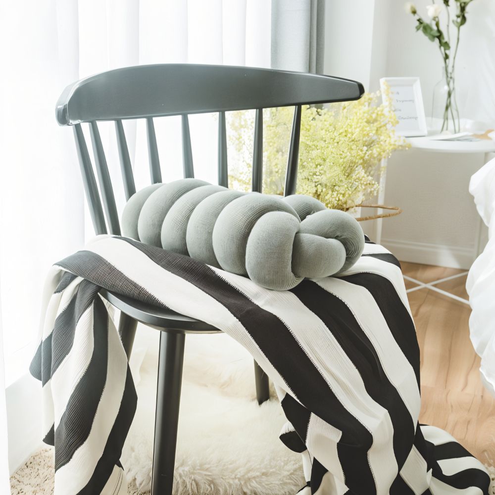 VividKnot  - Baumwolle Gestrickt Deko Kissen für Sofa & Stuhl Bliss