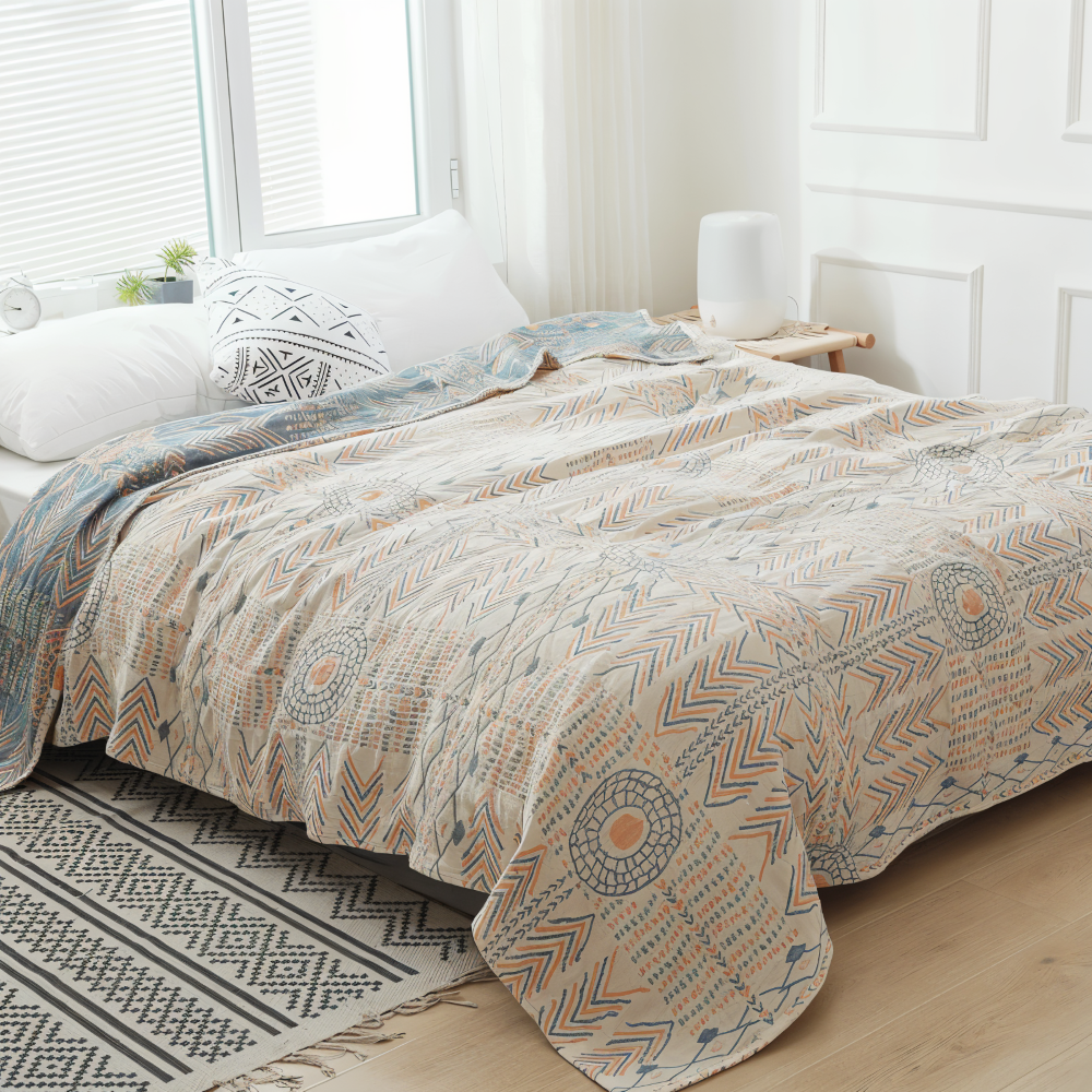 VividPure Plaid - Wendbarer Baumwollüberwurf für Sofa - Köpergewebe Boho Fleece Blanket