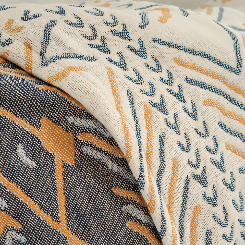 VividPure Plaid - Wendbarer Baumwollüberwurf für Sofa - Köpergewebe Boho Fleece Blanket