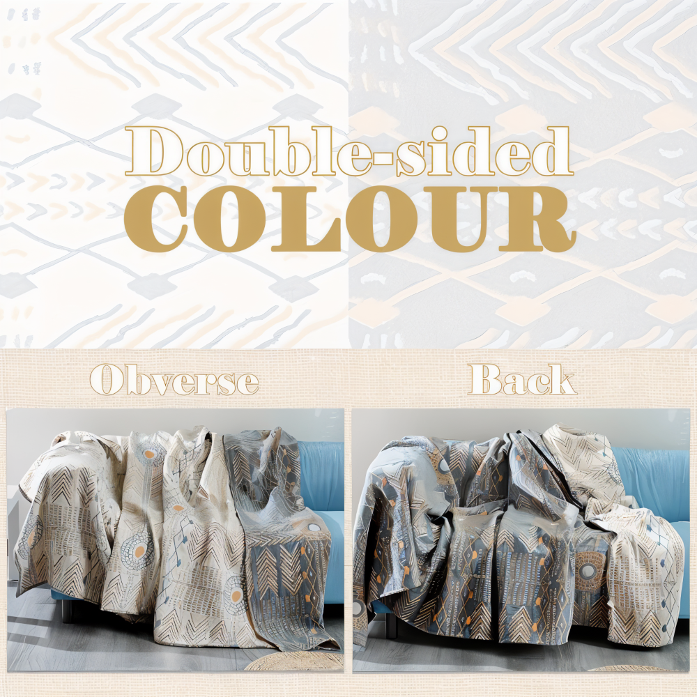 VividPure Plaid - Wendbarer Baumwollüberwurf für Sofa - Köpergewebe Boho Fleece Blanket