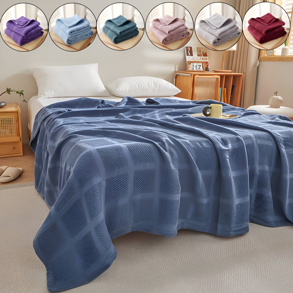 WaffleCloud Plaid - Hypoallergene Baumwolle Fleece Blanket - Weiche Twill Gewebte Throw