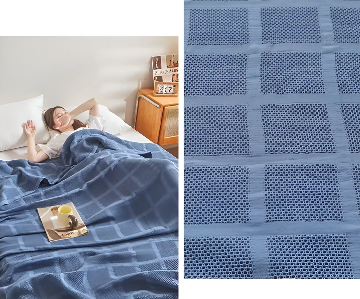 WaffleCloud Plaid - Hypoallergene Baumwolle Fleece Blanket - Weiche Twill Gewebte Throw