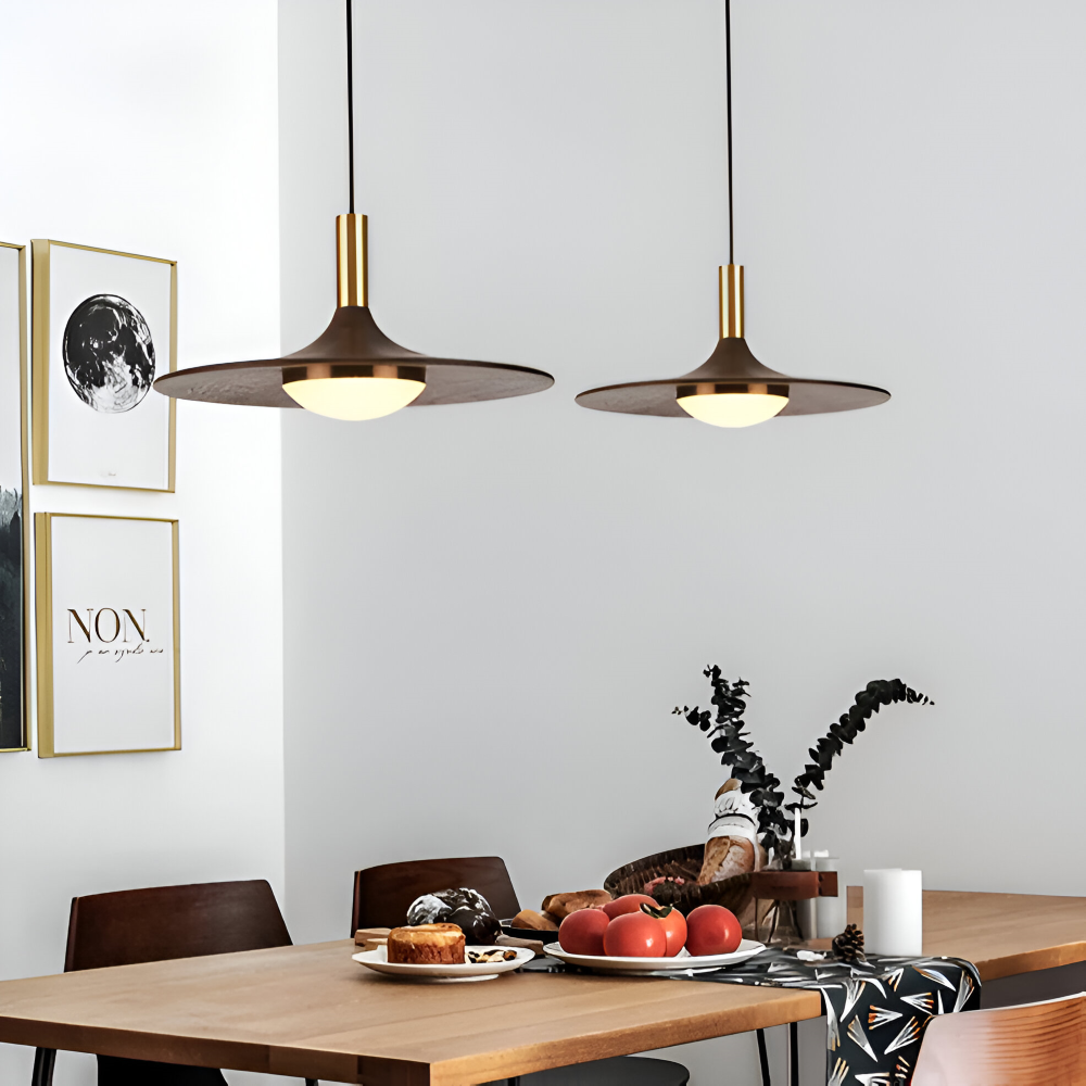 Walnuss Pendelleuchte - Runde Holz-Hängelampen - Nordic LED Light