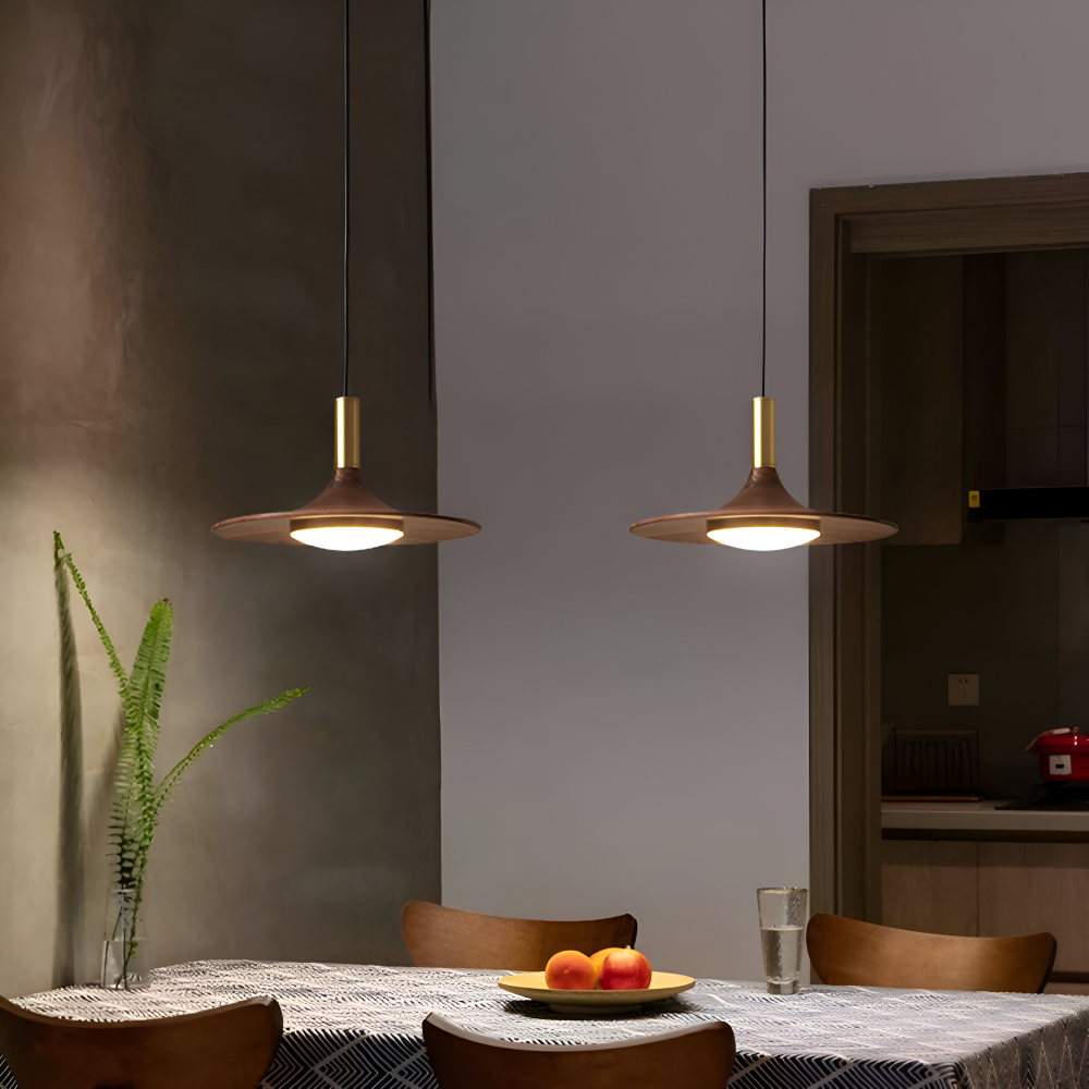 Walnuss Pendelleuchte - Runde Holz-Hängelampen - Nordic LED Light