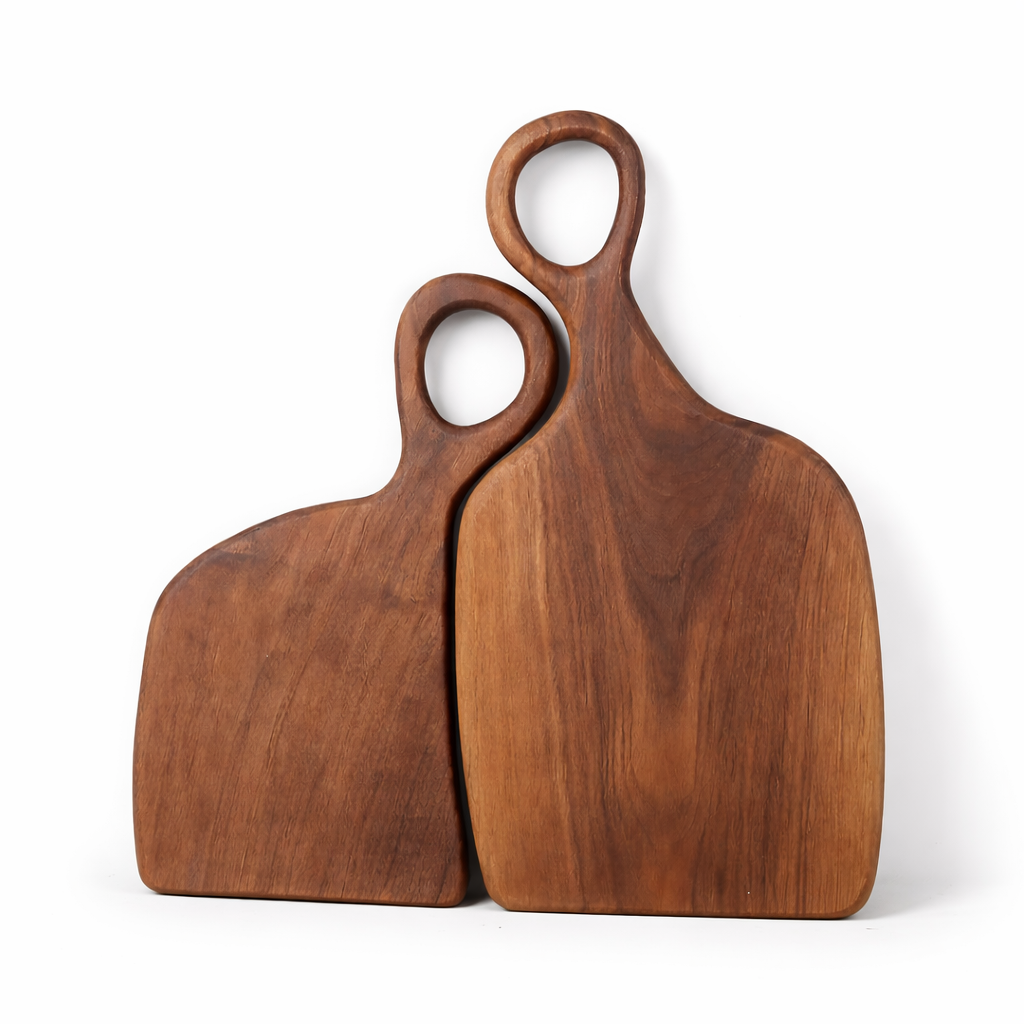 Set aus 2 Walnuss Holz Schneidebrettern - Stilvolle und langlebige Küchenutensilien