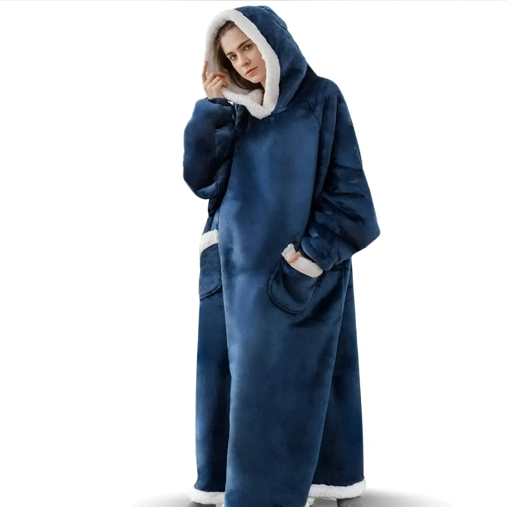 WarmWrap Hoodie Blanket - Plüschflanell Pullover in Übergröße mit Tasche