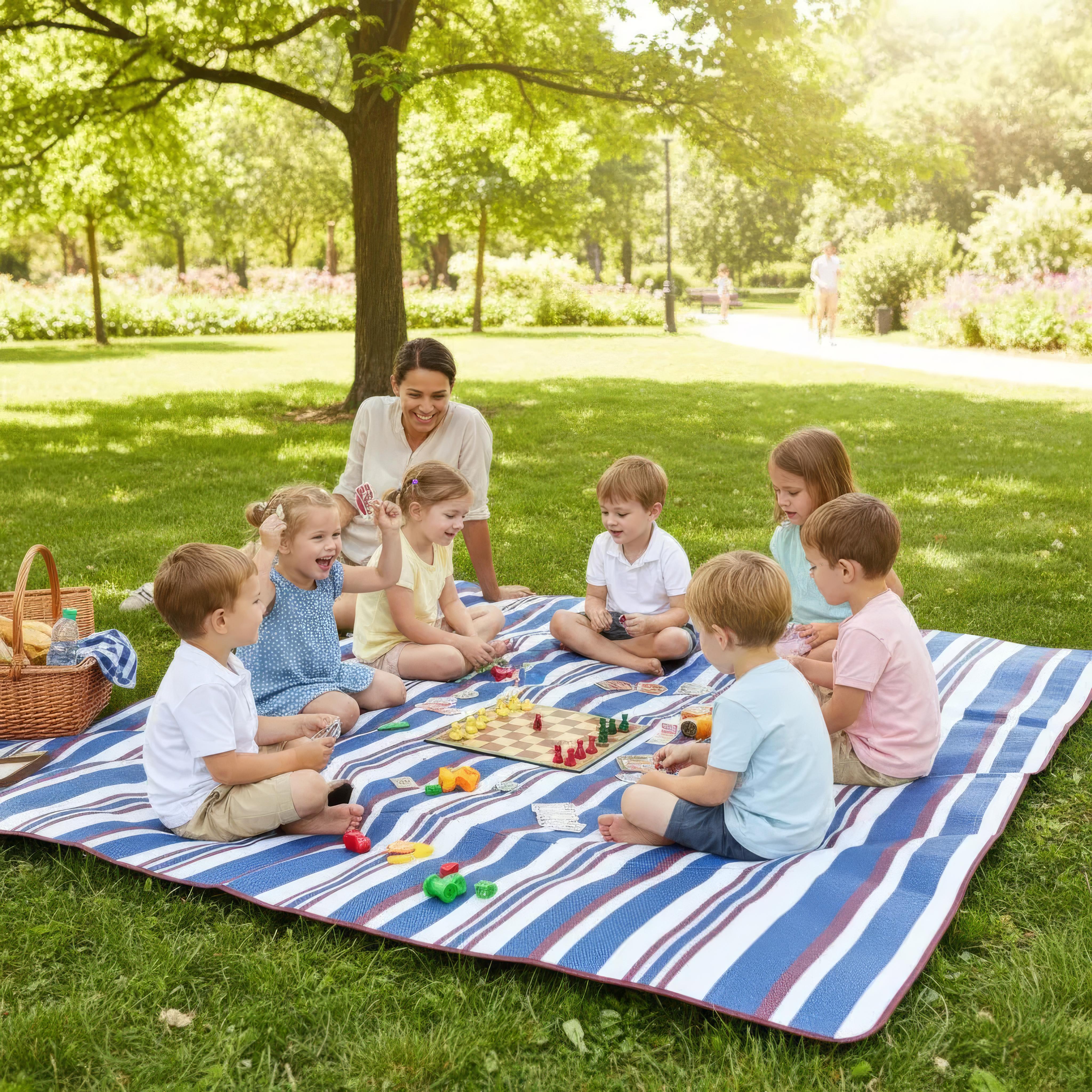 Wasserdichte Picknickdecke 150x200cm - Strapazierfähiges Oxford-Gewebe in Blau für Strand und Camping 3