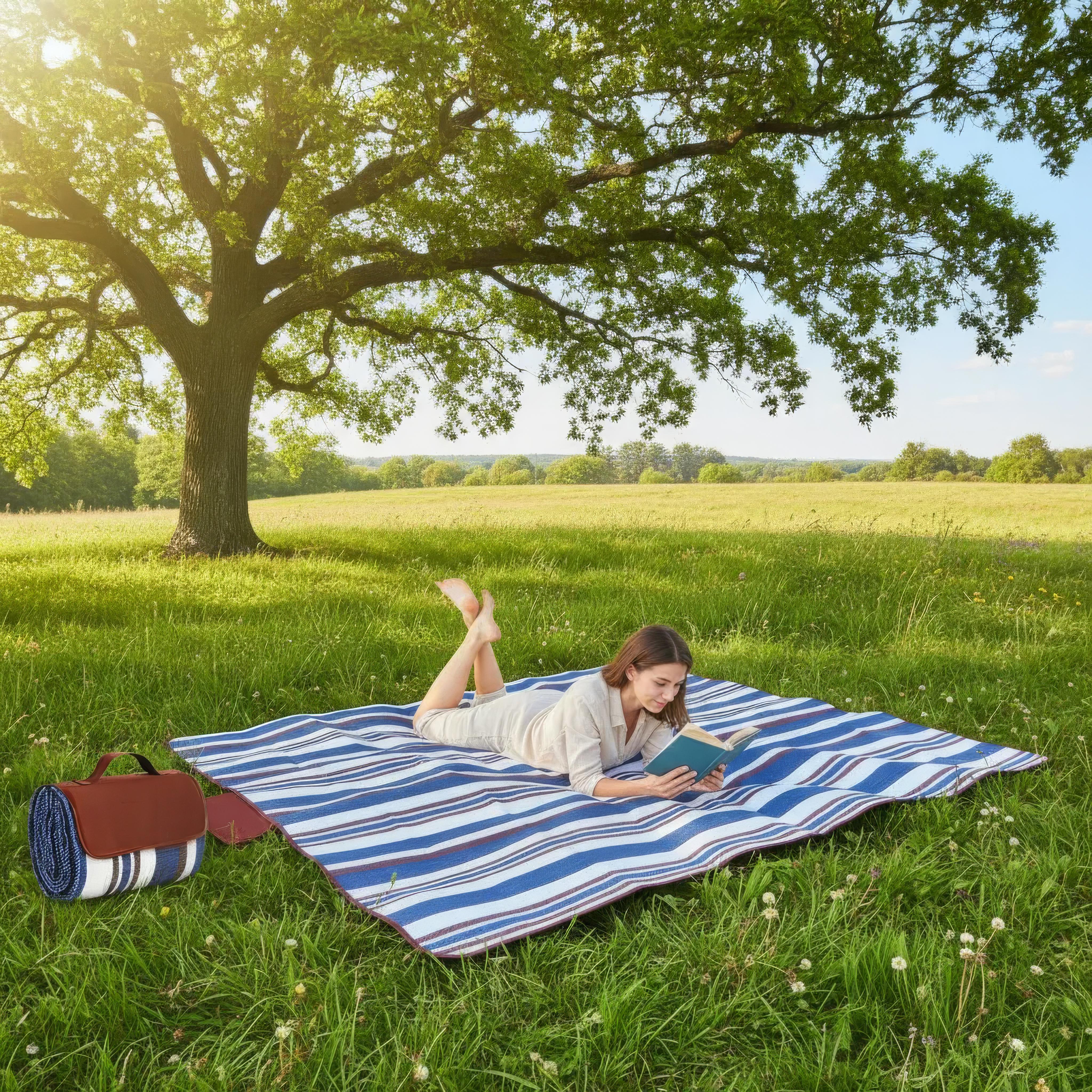 Wasserdichte Picknickdecke 150x200cm - Strapazierfähiges Oxford-Gewebe in Blau für Strand und Camping 7
