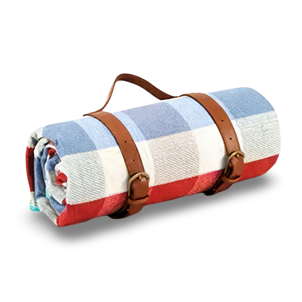 Wasserdichte Picknickdecke 200x200 cm – Faltbare Stranddecke mit Tragegriff, Kariert, Waschbar