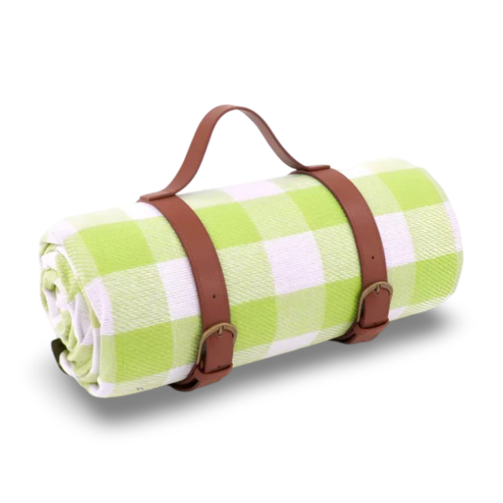 Wasserdichte Picknickdecke 200x200 cm – Faltbare Stranddecke mit Tragegriff, Kariert, Waschbar