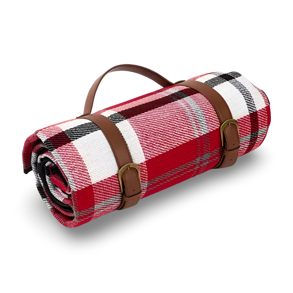 Wasserdichte Picknickdecke 200x200 cm – Faltbare Stranddecke mit Tragegriff, Kariert, Waschbar