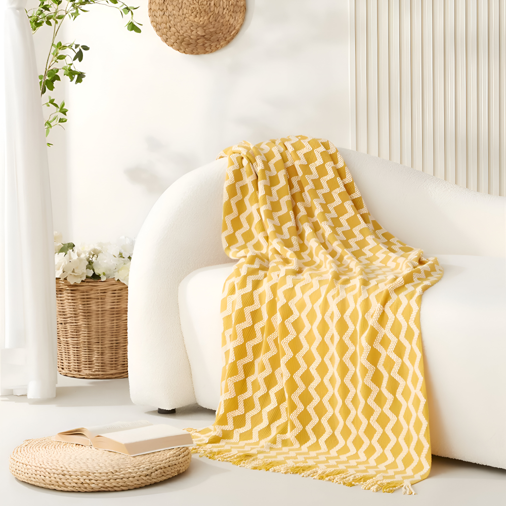 Wavi Plaid - Bohemian Kuschelige Geometrische Strickfleecedecke