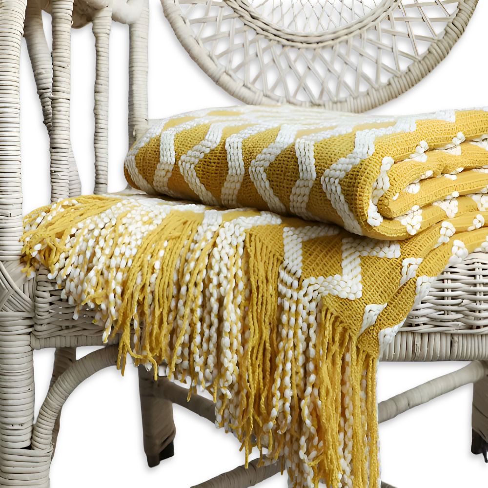 Wavi Plaid - Bohemian Kuschelige Geometrische Strickfleecedecke