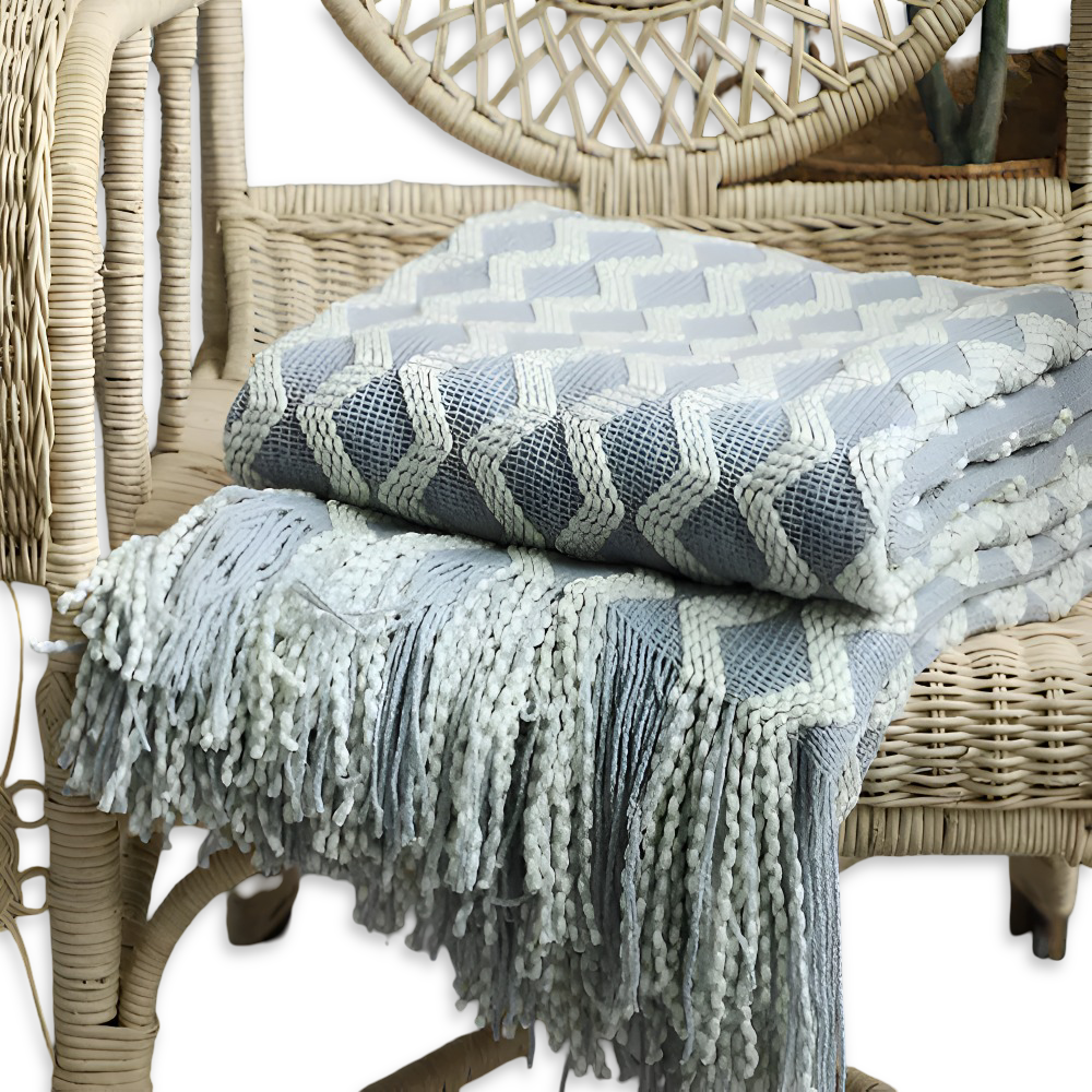 Wavi Plaid - Bohemian Kuschelige Geometrische Strickfleecedecke