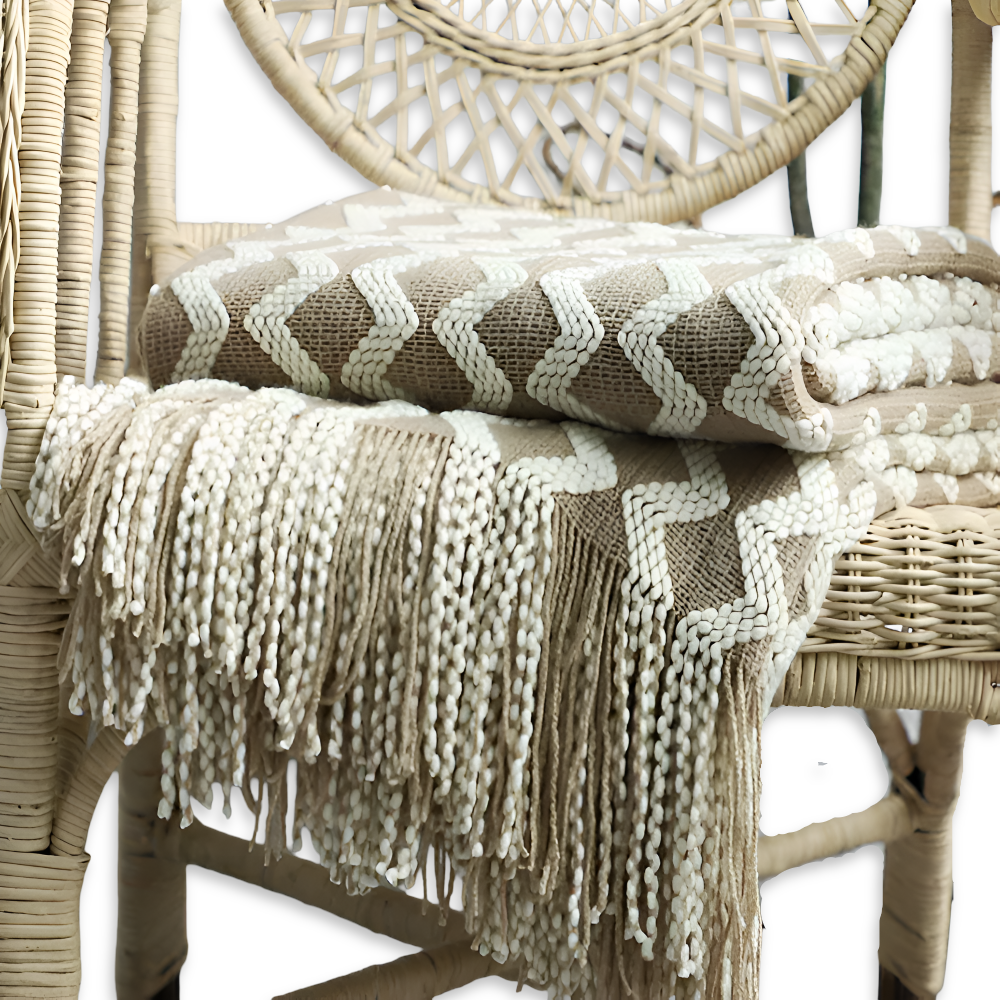 Wavi Plaid - Bohemian Kuschelige Geometrische Strickfleecedecke