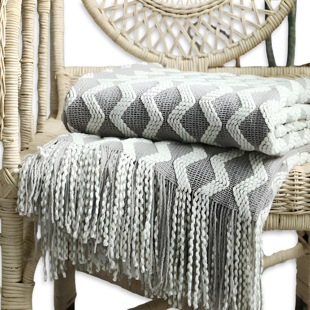 Wavi Plaid - Bohemian Kuschelige Geometrische Strickfleecedecke