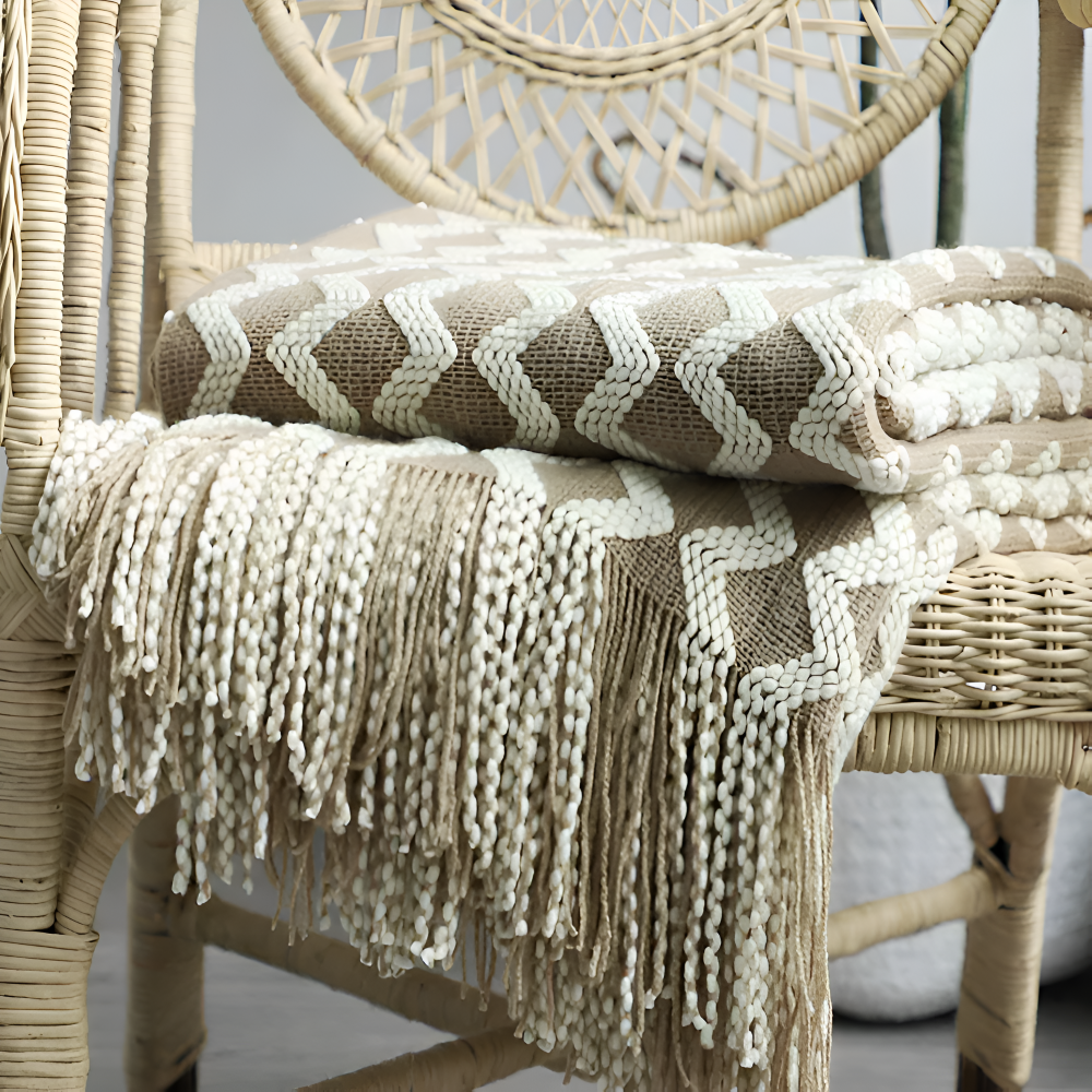 Wavi Plaid - Bohemian Kuschelige Geometrische Strickfleecedecke
