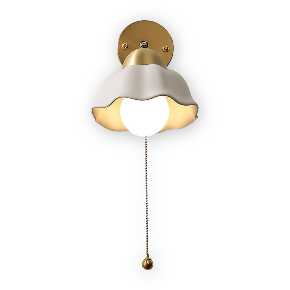 Weiß Bloom Wandleuchte  - Klassische Französische Nachttisch Wandleuchte - Blumen Wandleuchte Design - Innenwandleuchten LED