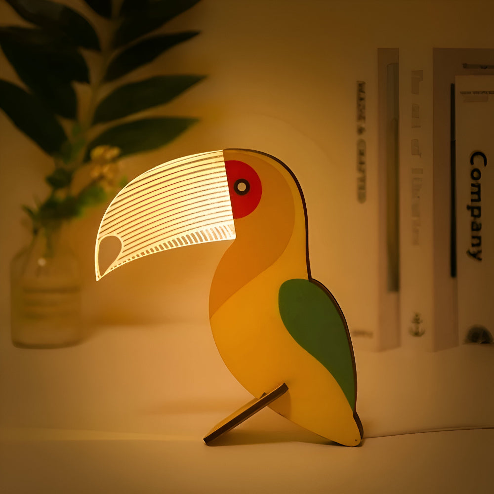 Wildlife Lampe - Holz Acryl Tier Tischlampe LED Nachtlicht