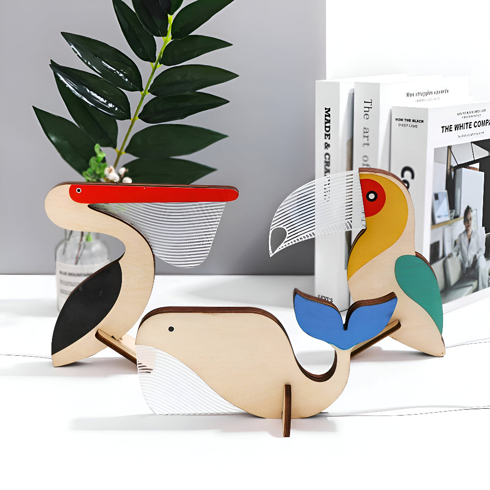 Wildlife Lampe - Holz Acryl Tier Tischlampe LED Nachtlicht