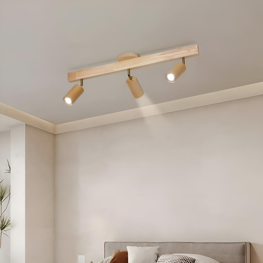 Woodsy Deckenleuchte - Zylindrischer Holzstrahler - Einstellbare LED Beleuchtung