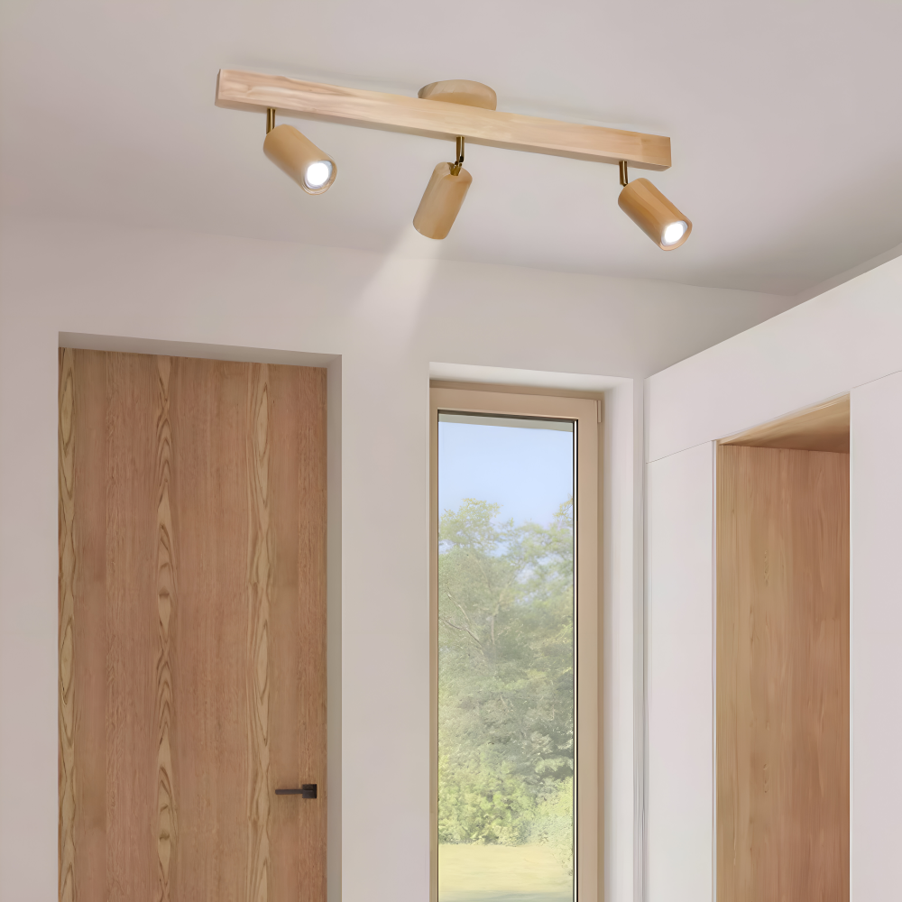 Woodsy Deckenleuchte - Zylindrischer Holzstrahler - Einstellbare LED Beleuchtung
