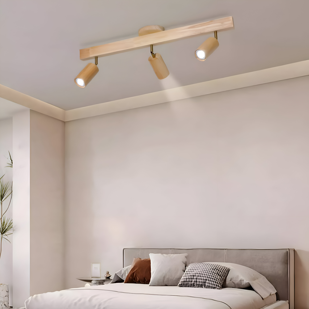 Woodsy Deckenleuchte - Zylindrischer Holzstrahler - Einstellbare LED Beleuchtung