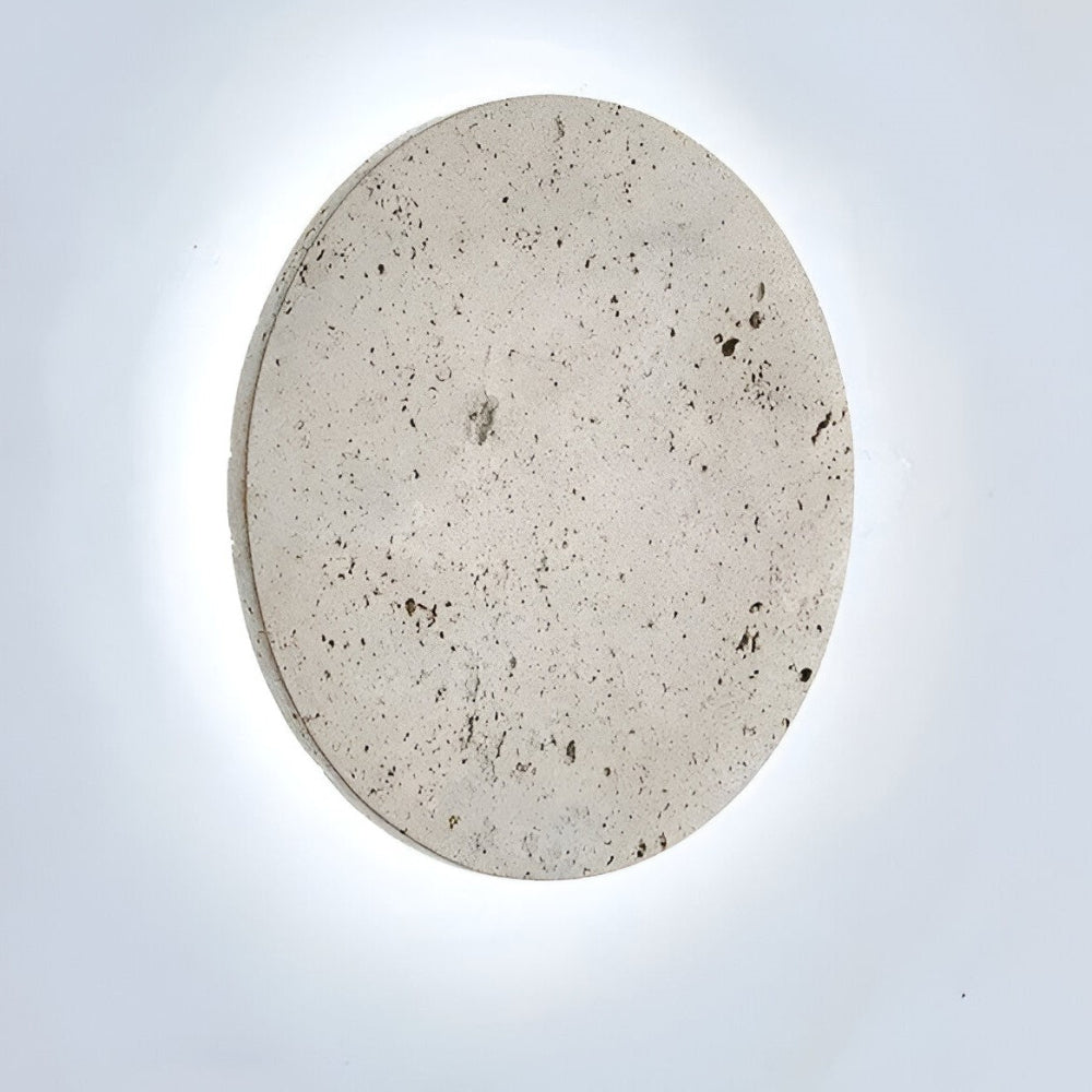 Zirkuläre Travertin Wandleuchte - Japanische Stil Wandlampe für Ambientebeleuchtung