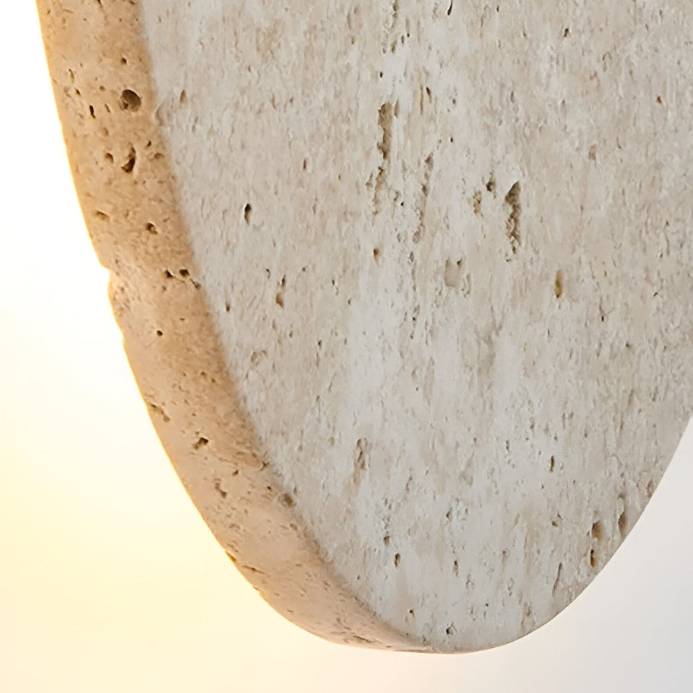 Zirkuläre Travertin Wandleuchte - Japanische Stil Wandlampe für Ambientebeleuchtung