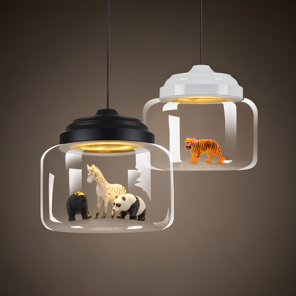 Zoo Glas Pendelleuchte -  Dekorative Nordische Cartoon Tier LED Hängelampe