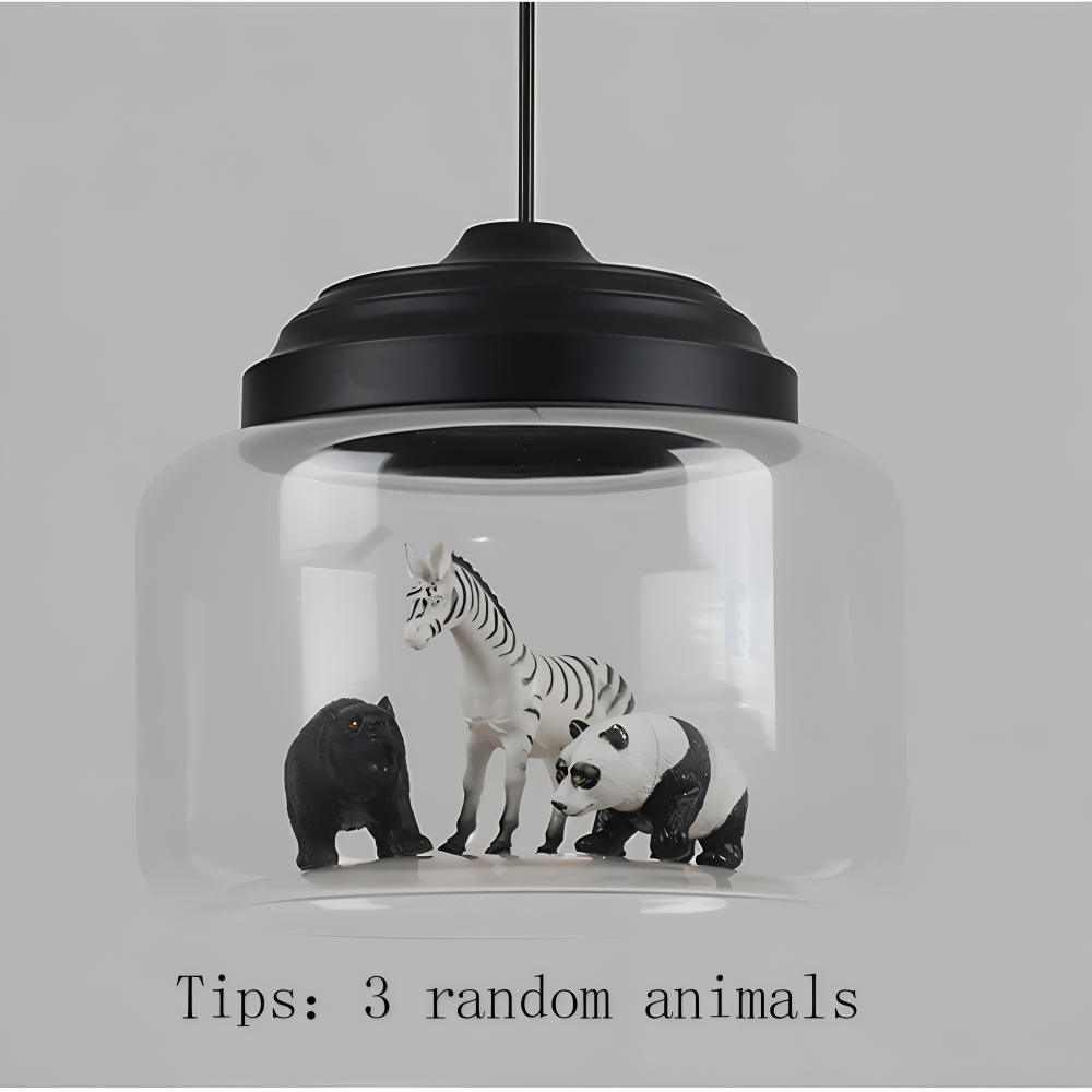Zoo Glas Pendelleuchte -  Dekorative Nordische Cartoon Tier LED Hängelampe
