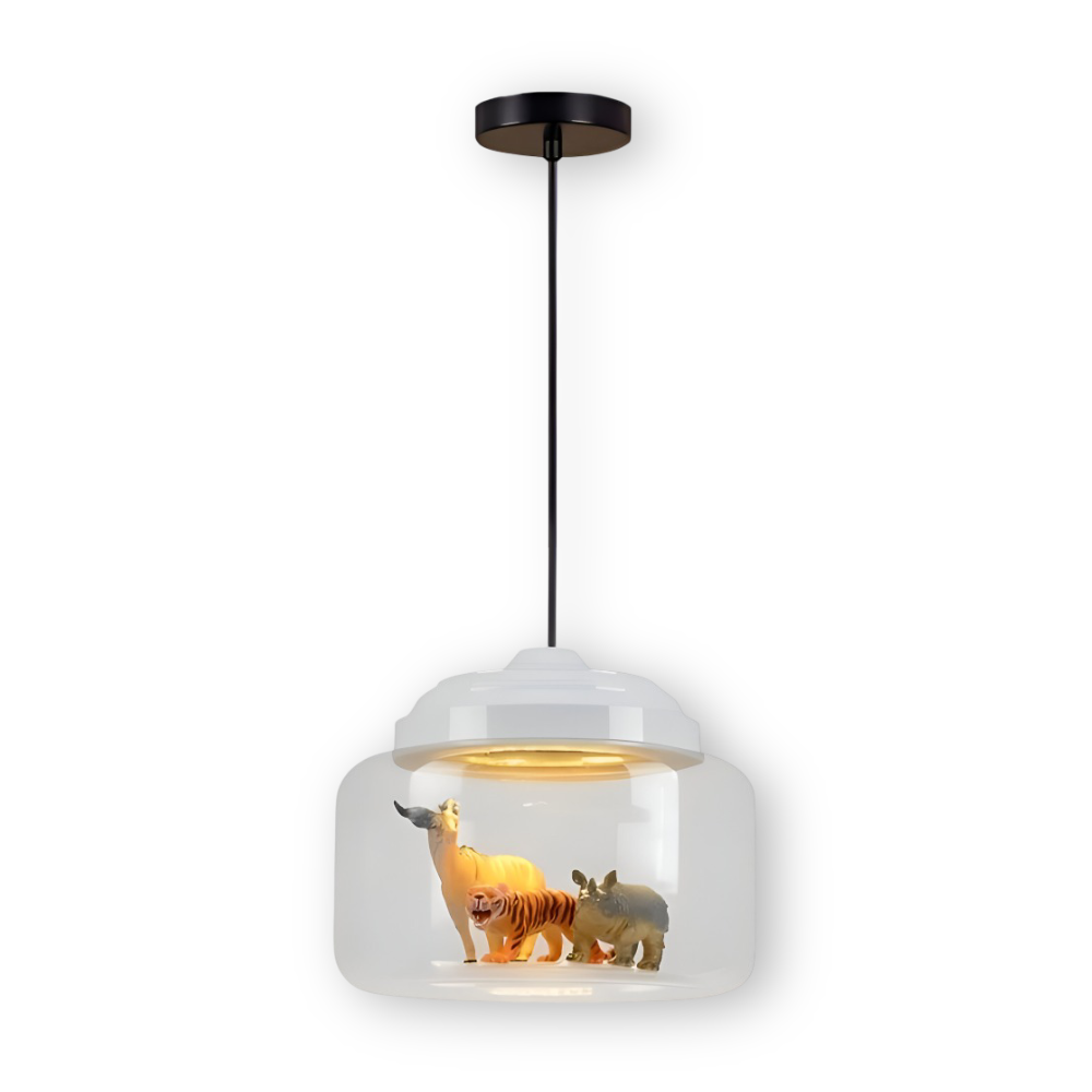 Zoo Glas Pendelleuchte -  Dekorative Nordische Cartoon Tier LED Hängelampe