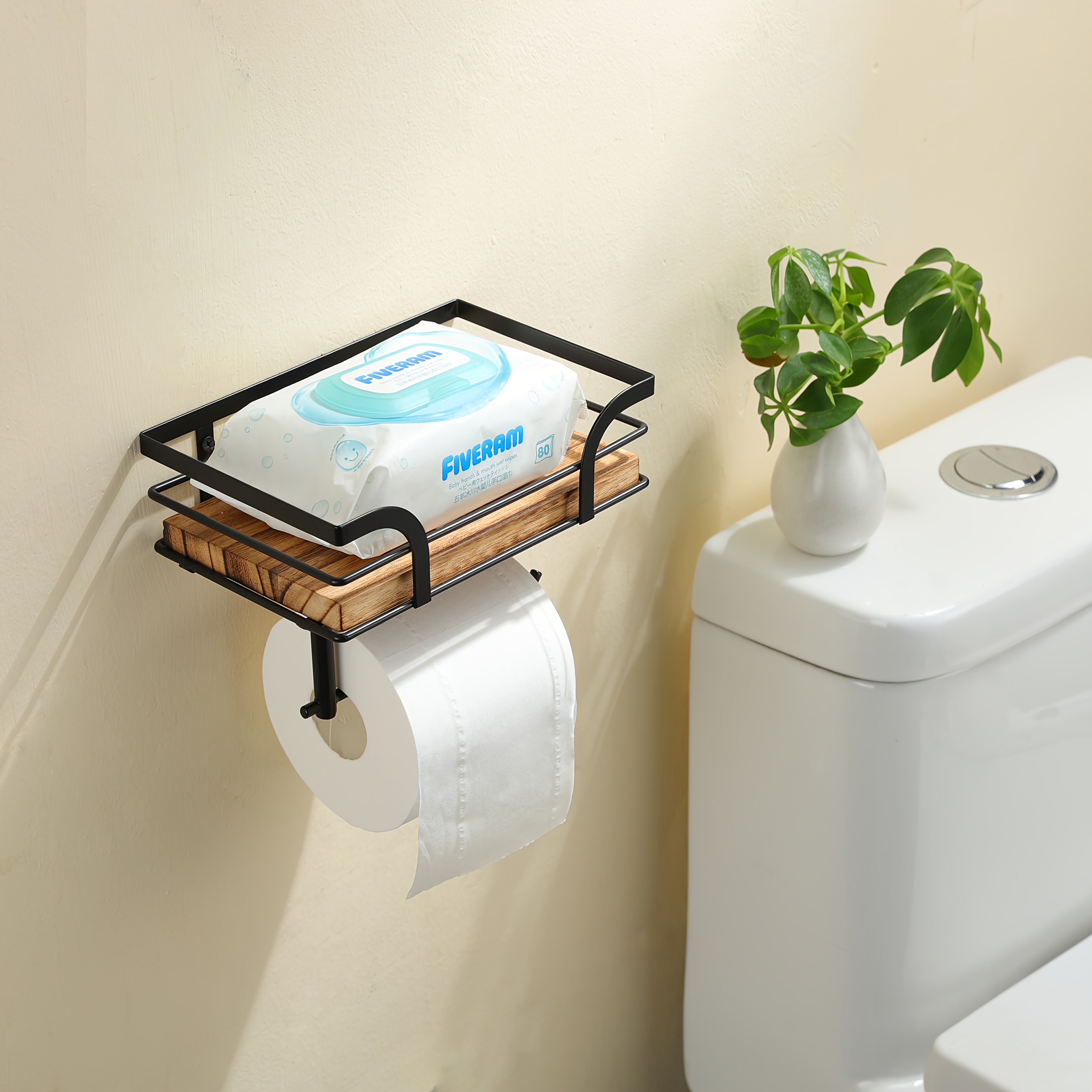 Stylischer Wandmontierter Badezimmer-Handtuchhalter – Moderner und platzsparender Toilettenpapierhalter mit Platz für Ersatzrollen