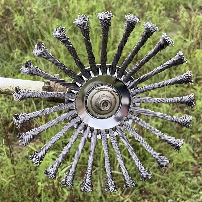 25,4 cm Stahl-Drahtbürstenkopf für Rasentrimmer | Metall-Trimmeraufsatz zur Entfernung von Unkraut, Moos und Rost