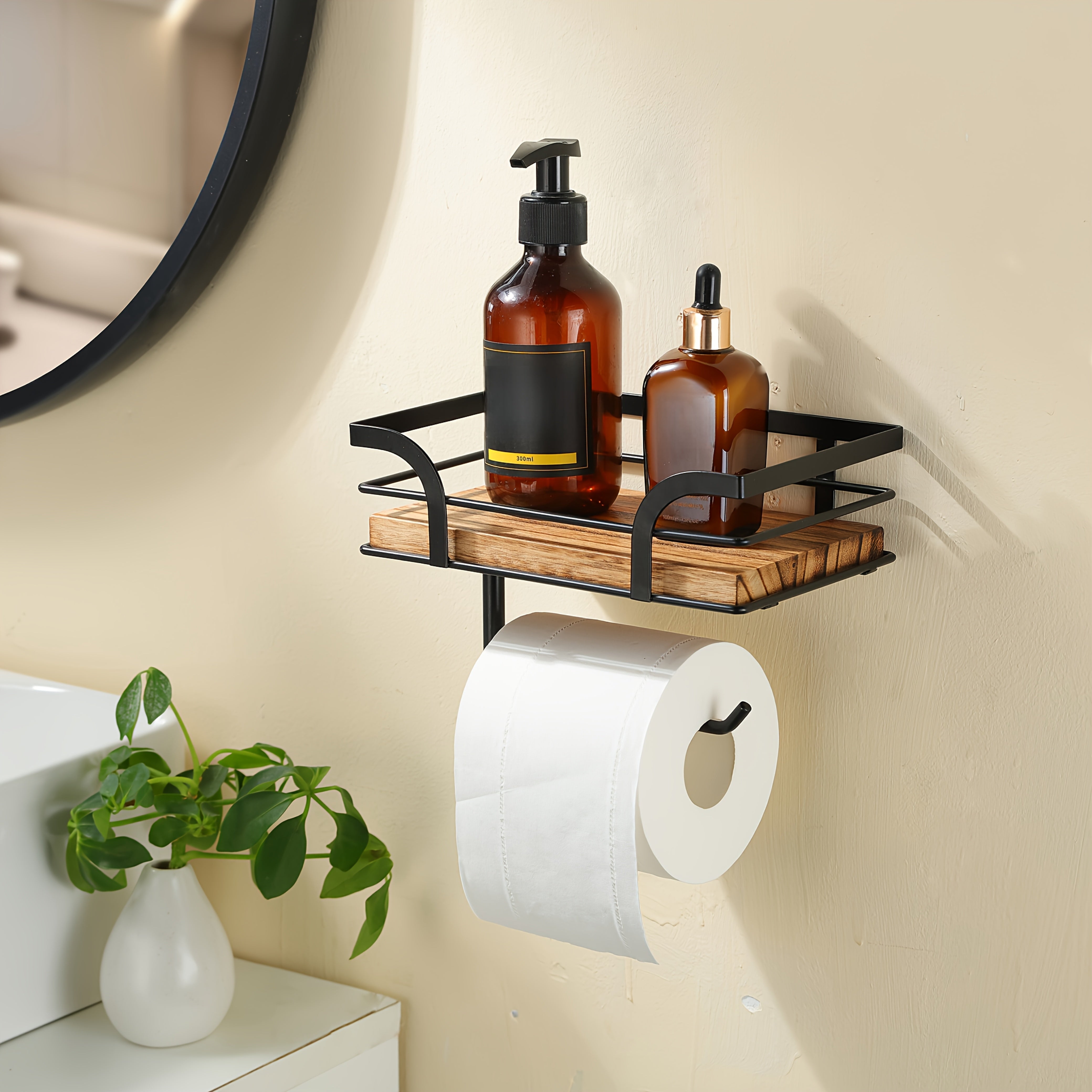 Stylischer Wandmontierter Badezimmer-Handtuchhalter – Moderner und platzsparender Toilettenpapierhalter mit Platz für Ersatzrollen