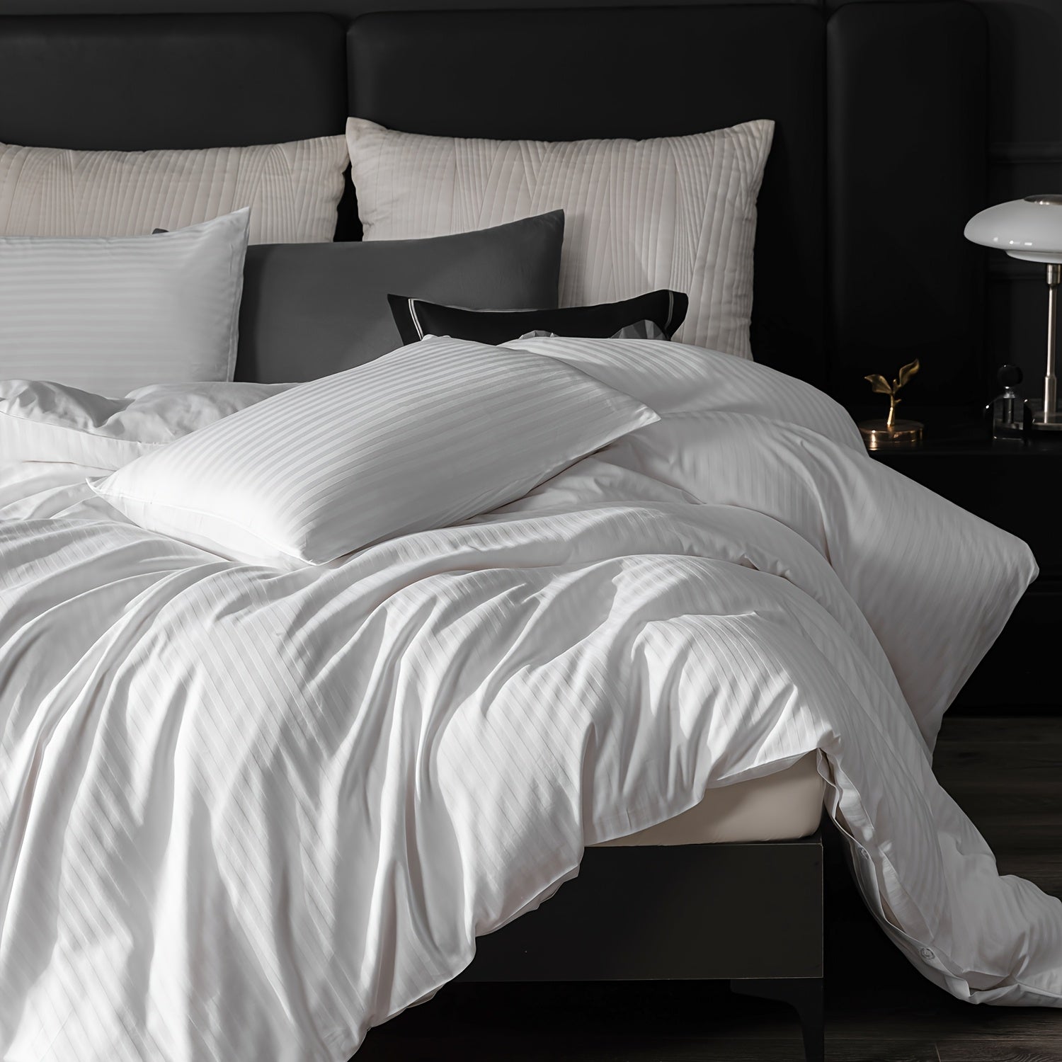 Satin Bettbezug 100% 300T – Weicher Atmungsaktiver Deckenbezug mit Streifenmuster für Schlafzimmer