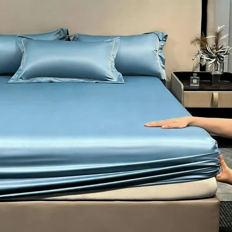 Kühlendes Spannbettlaken aus Polyesterfaser Atmungsaktives Sommer Bettlaken mit Rundumgummi