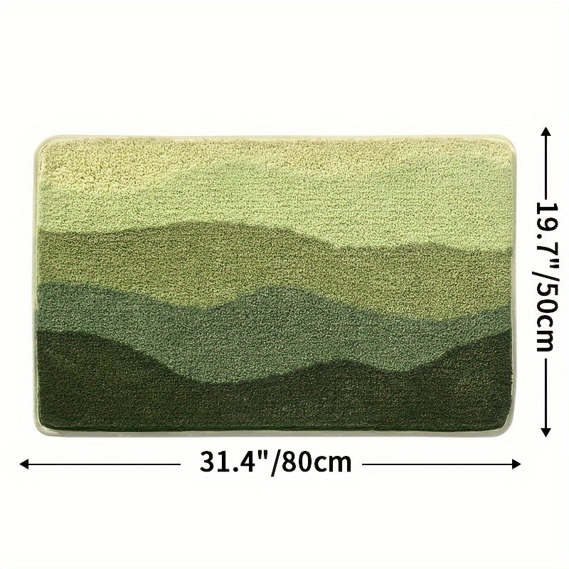 Badezimmerteppich Rutschfest & Saugstark – Extra Weiche Badematte im Berglandschaft Design für Dusche, Badewanne & Waschbecken