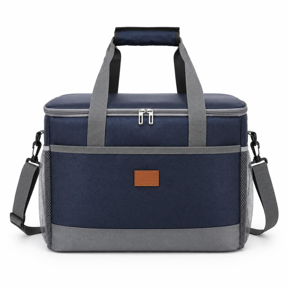 Große Isoliertasche 35L | Kühltasche aus Oxford-Gewebe mit Schultergurt, Fronttasche & Seitennetzen