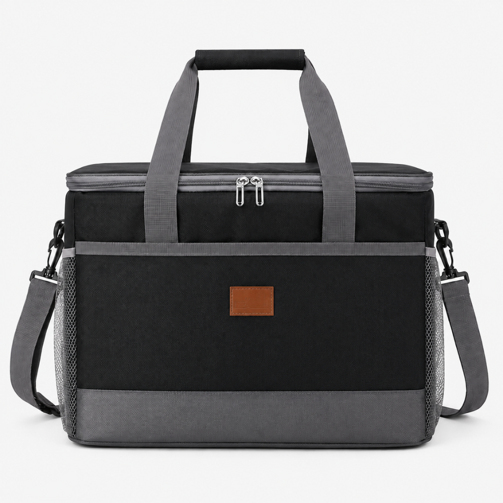 Große Isoliertasche 35L | Kühltasche aus Oxford-Gewebe mit Schultergurt, Fronttasche & Seitennetzen