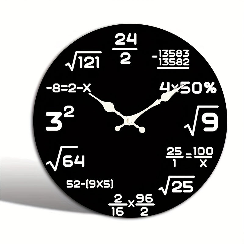Mathe Wanduhr – Runde Zahlen Uhr mit Rechenaufgaben, leisem Quarzwerk für Wohnzimmer, Büro & Kinderzimmer