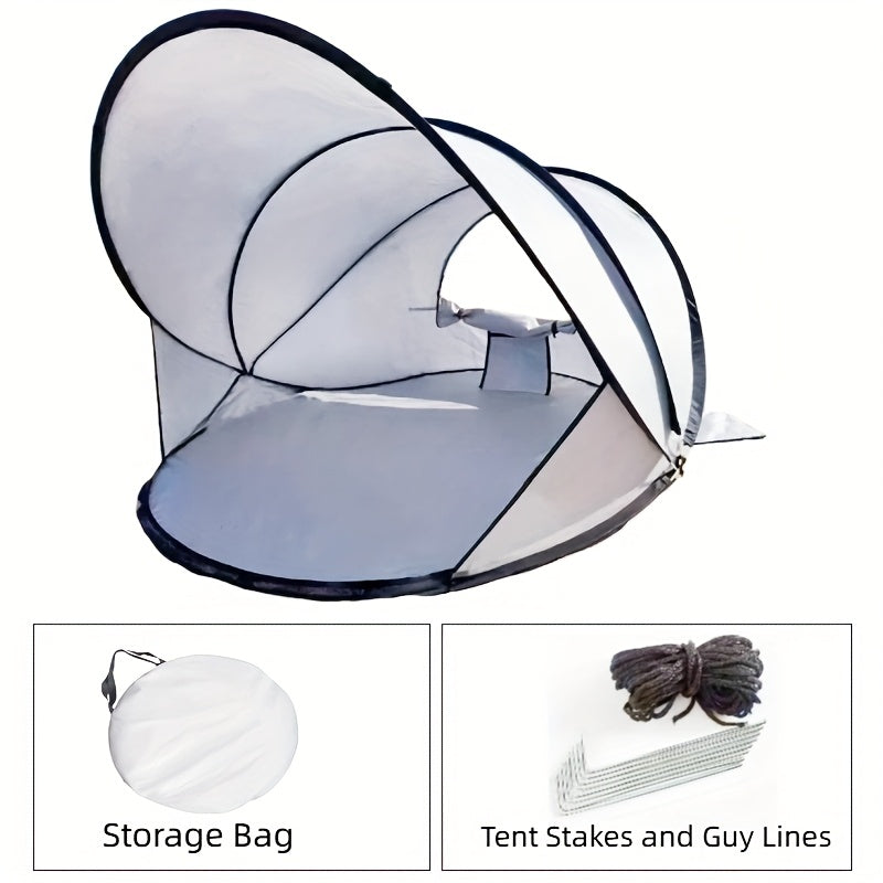 Pop-Up Strandmuschel für 2-3 Personen – Automatisches Strandzelt mit Sonnenschutz, Tragetasche, Heringen & Abspannseilen