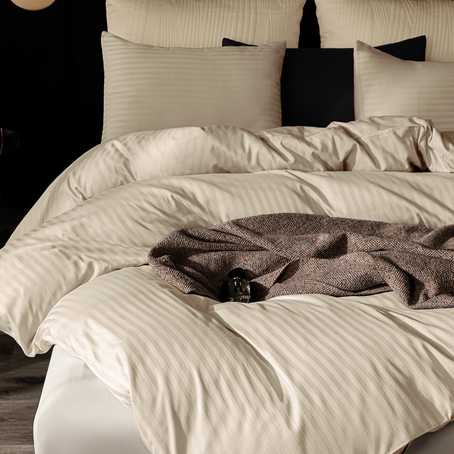 Satin Bettbezug 100% 300T – Weicher Atmungsaktiver Deckenbezug mit Streifenmuster für Schlafzimmer
