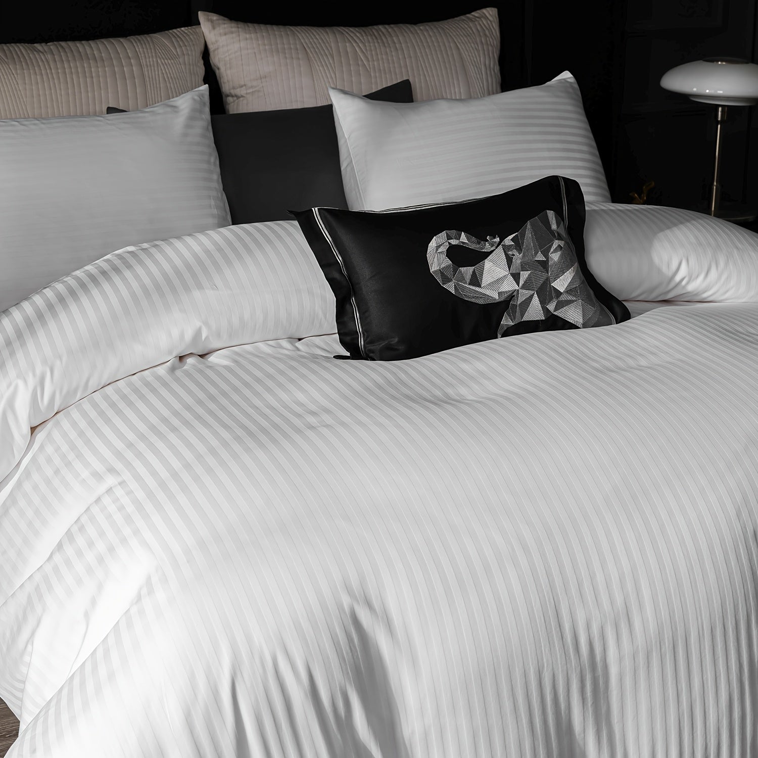 Satin Bettbezug 100% 300T – Weicher Atmungsaktiver Deckenbezug mit Streifenmuster für Schlafzimmer
