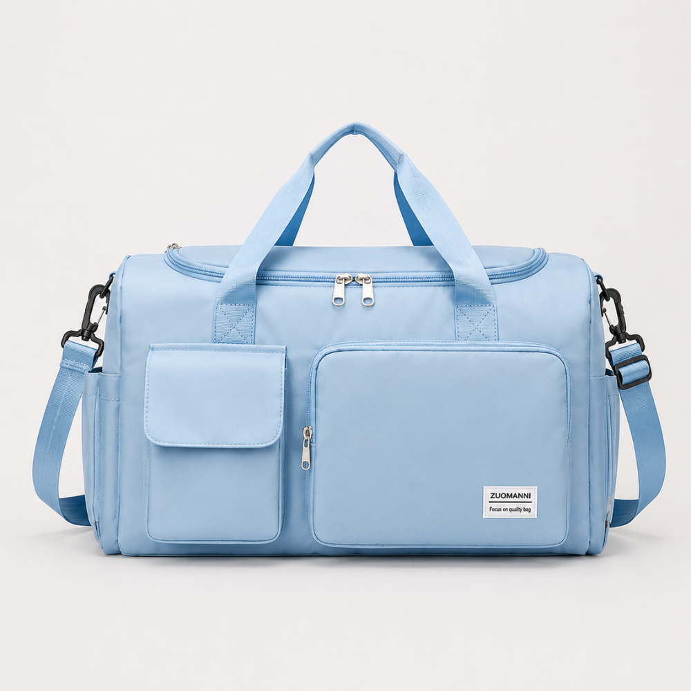 Große Reise- und Sporttasche mit Schuhfach | Faltbare Weekender-Tasche mit Schultergurt und mehreren Fächern
