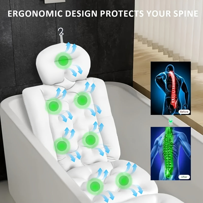 Badewannenkissen mit Nackenstütze – Ergonomisches Badepolster mit Armlehnen für Badewanne, Spa & Entspannung