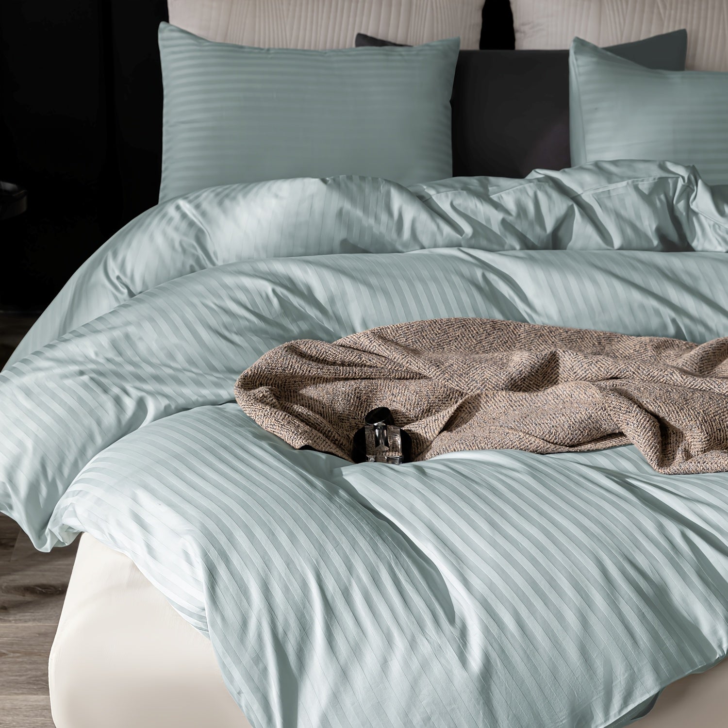 Satin Bettbezug 100% 300T – Weicher Atmungsaktiver Deckenbezug mit Streifenmuster für Schlafzimmer