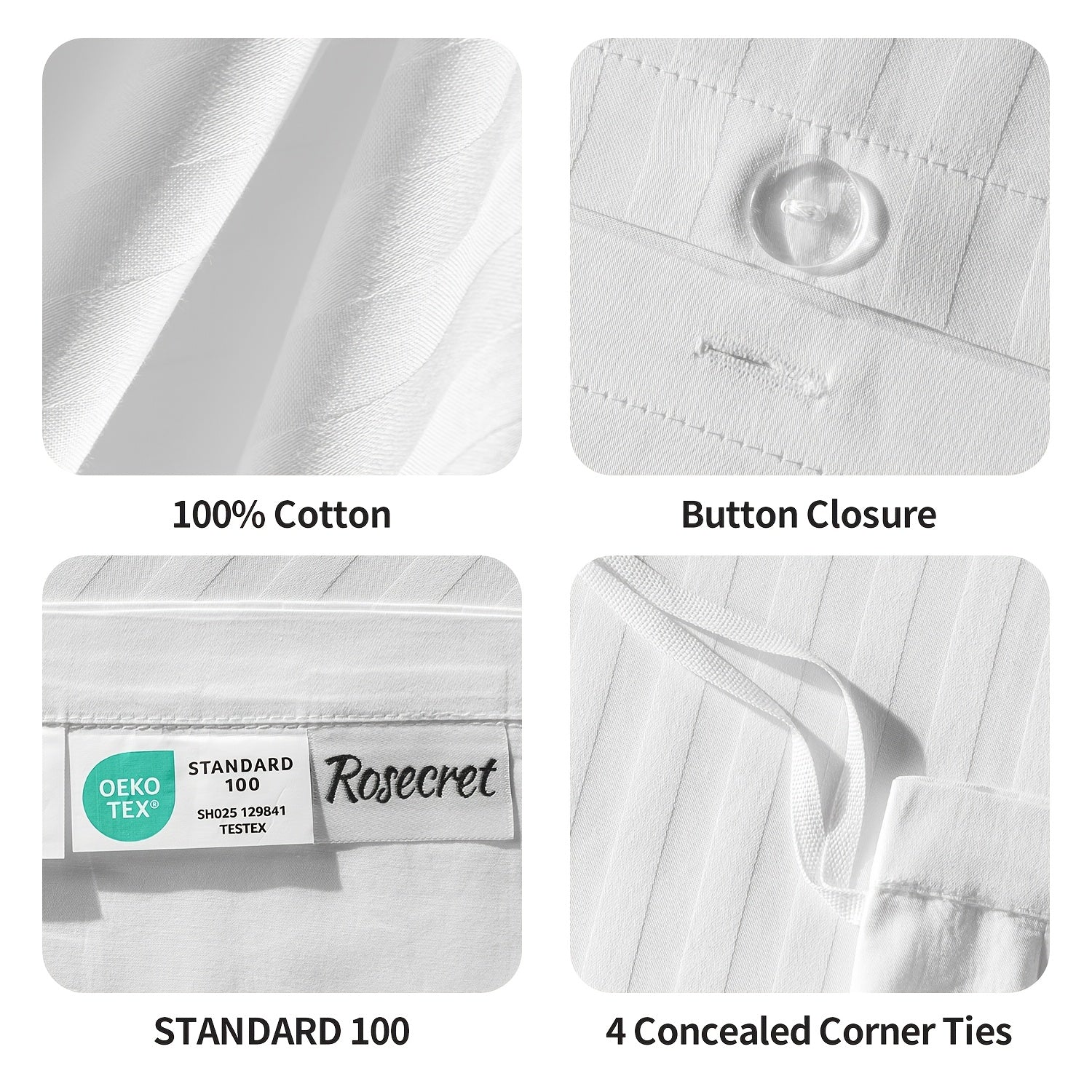 Satin Bettbezug 100% 300T – Weicher Atmungsaktiver Deckenbezug mit Streifenmuster für Schlafzimmer